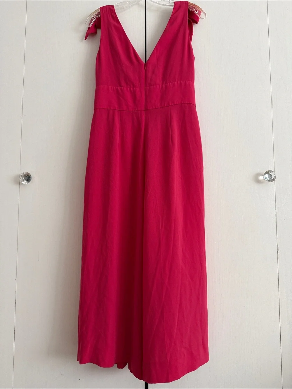 J.Crew Drapey Tie-Shoulder Jumpsuit Wide Leg Fuchsia/Pink Sleeveless Sz 4 Formal